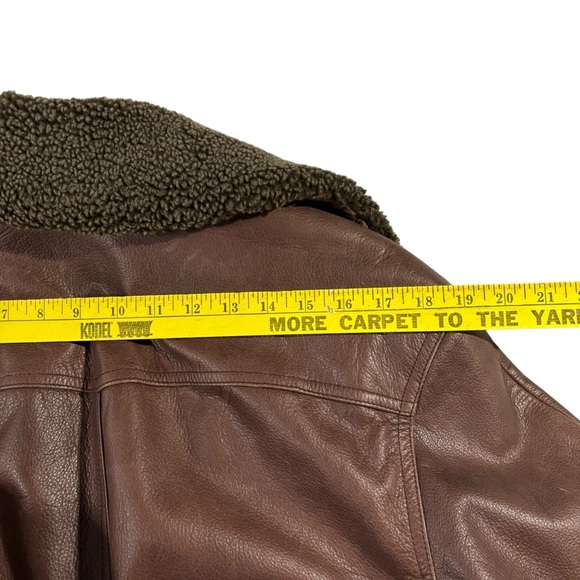 Vintage Colebrook & Co Brown Leather Aviator Jacket Sherpa Collar Women’s Sz Med - Picture 12 of 15